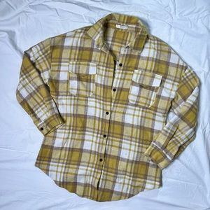 Amazon Yellow Plaid Long Sleeve Flannel
